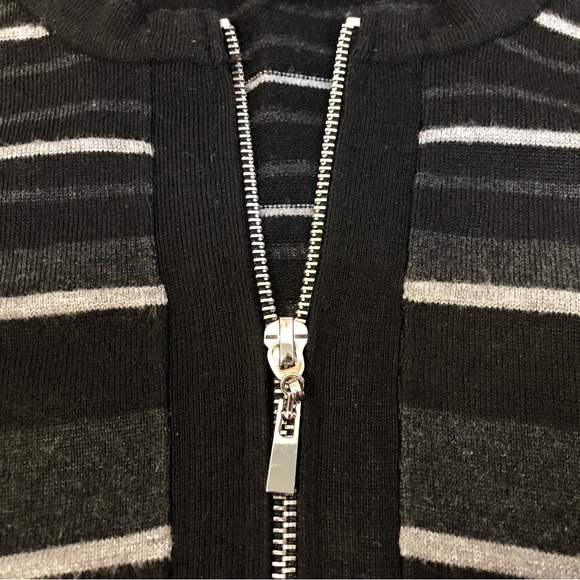 Ladies Zippered Cardigan, Black with Striping, Slim fit, Sz Lg Petite - Picture 4 of 11